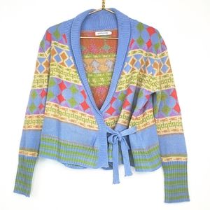 Misslook Colorful Design Knit Wrap Cardigan Sweater Size: S